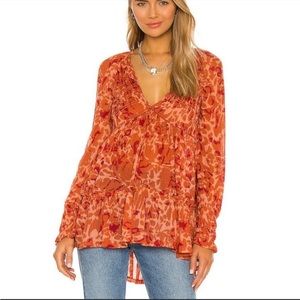 Free People Dark Romance Tunic Boho Top Size XS Small